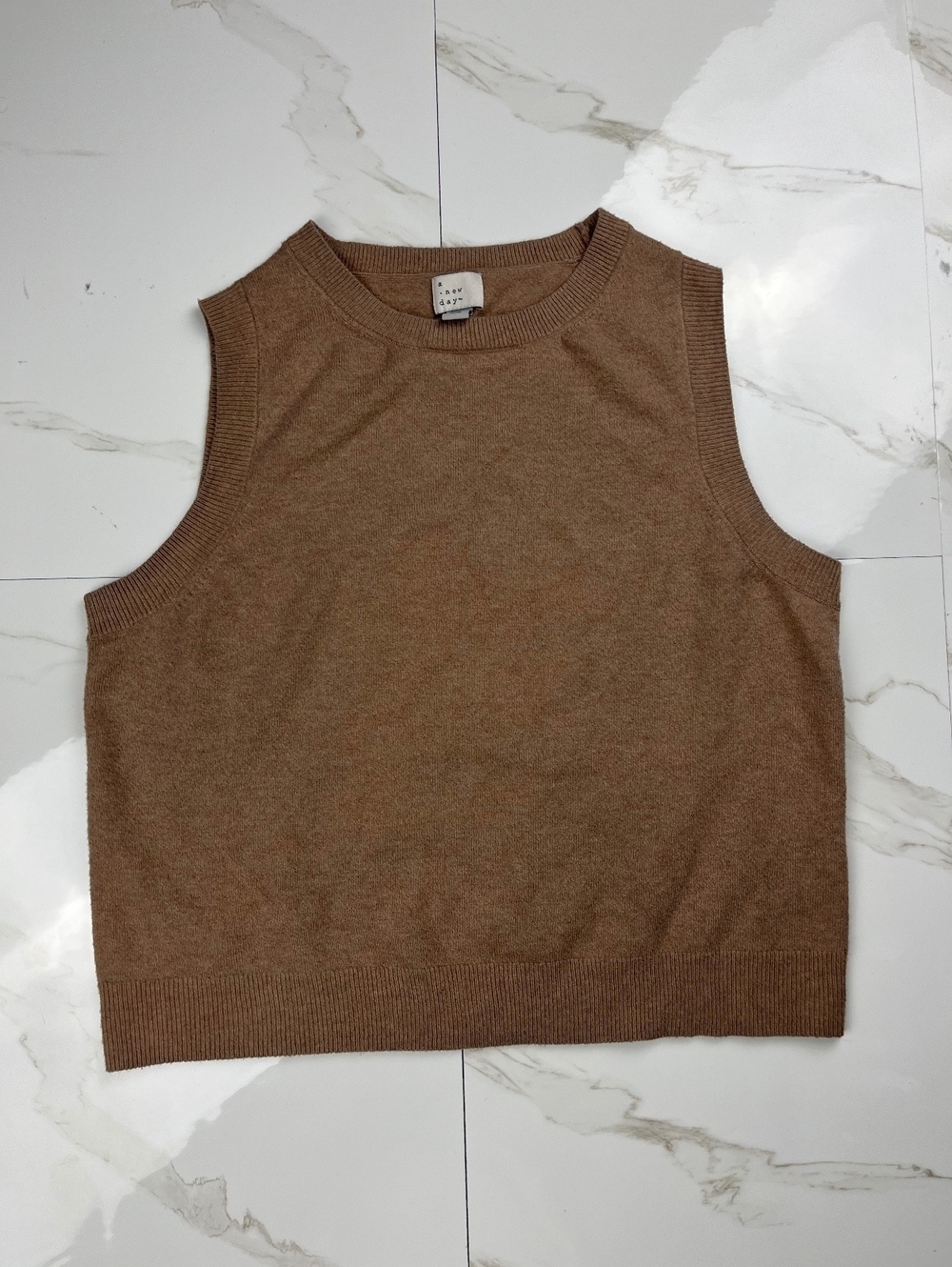 Zara Brown Knit Sleeveless Sweater Vest Size M Casual